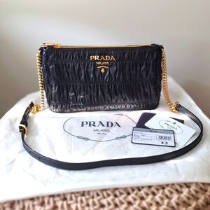 Prada black nappa leather Bandoliera crossbody bag